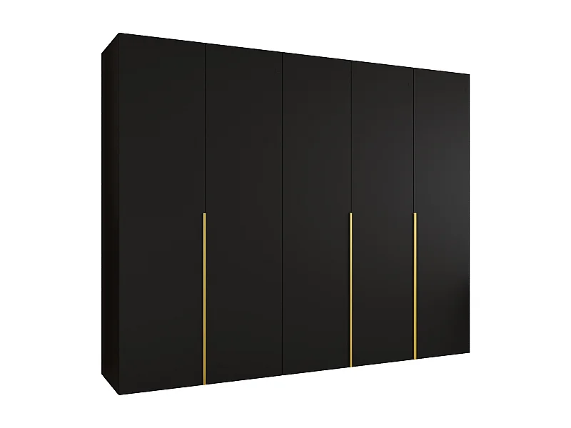 Armoire à portes battantes Alicante 1 202/250/52 5 portes (noir/doré)