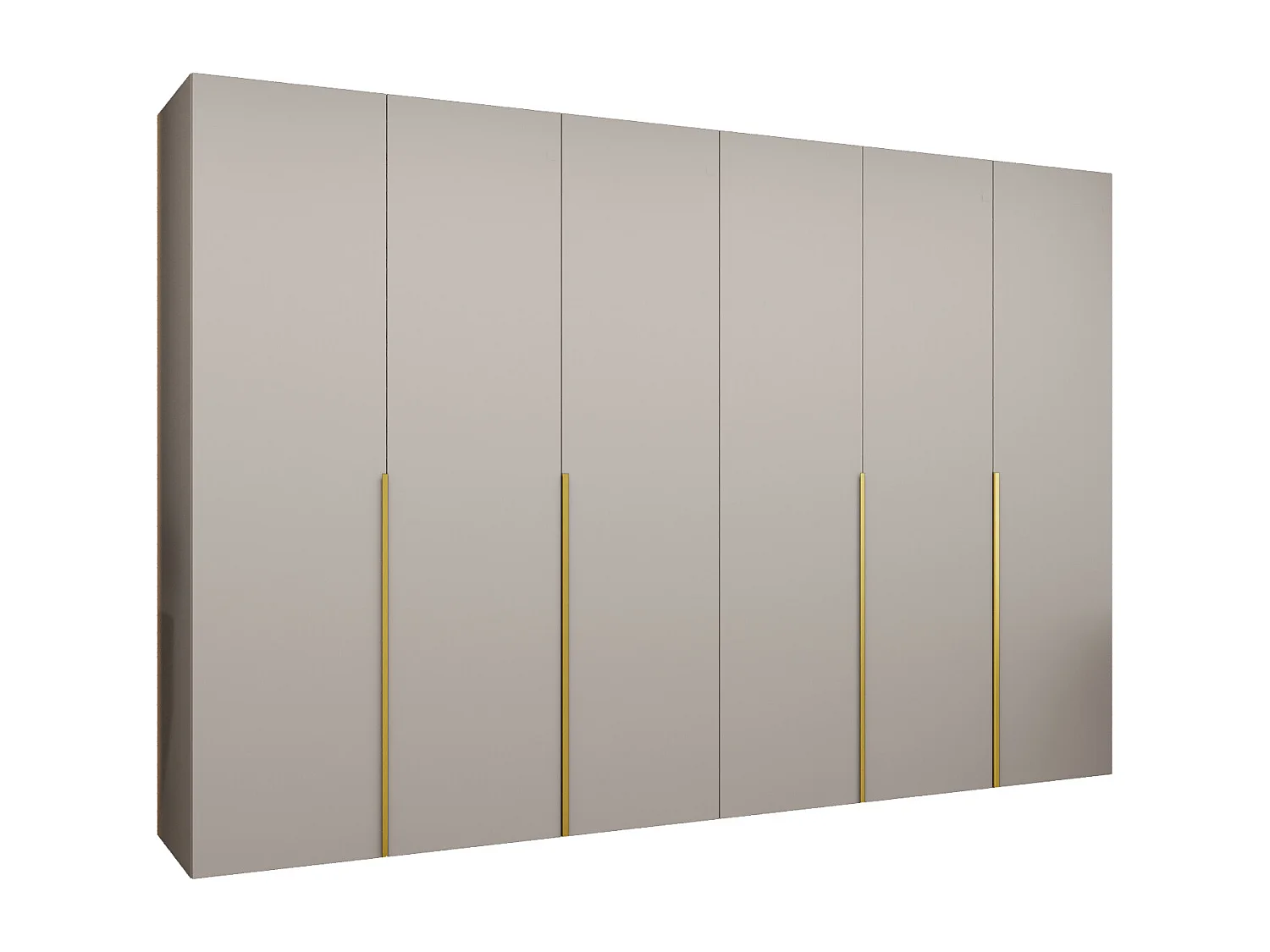 Drehtürenschrank Alicante 1 202/300/52 6-türig (Kaschmir + Griffe: Gold)