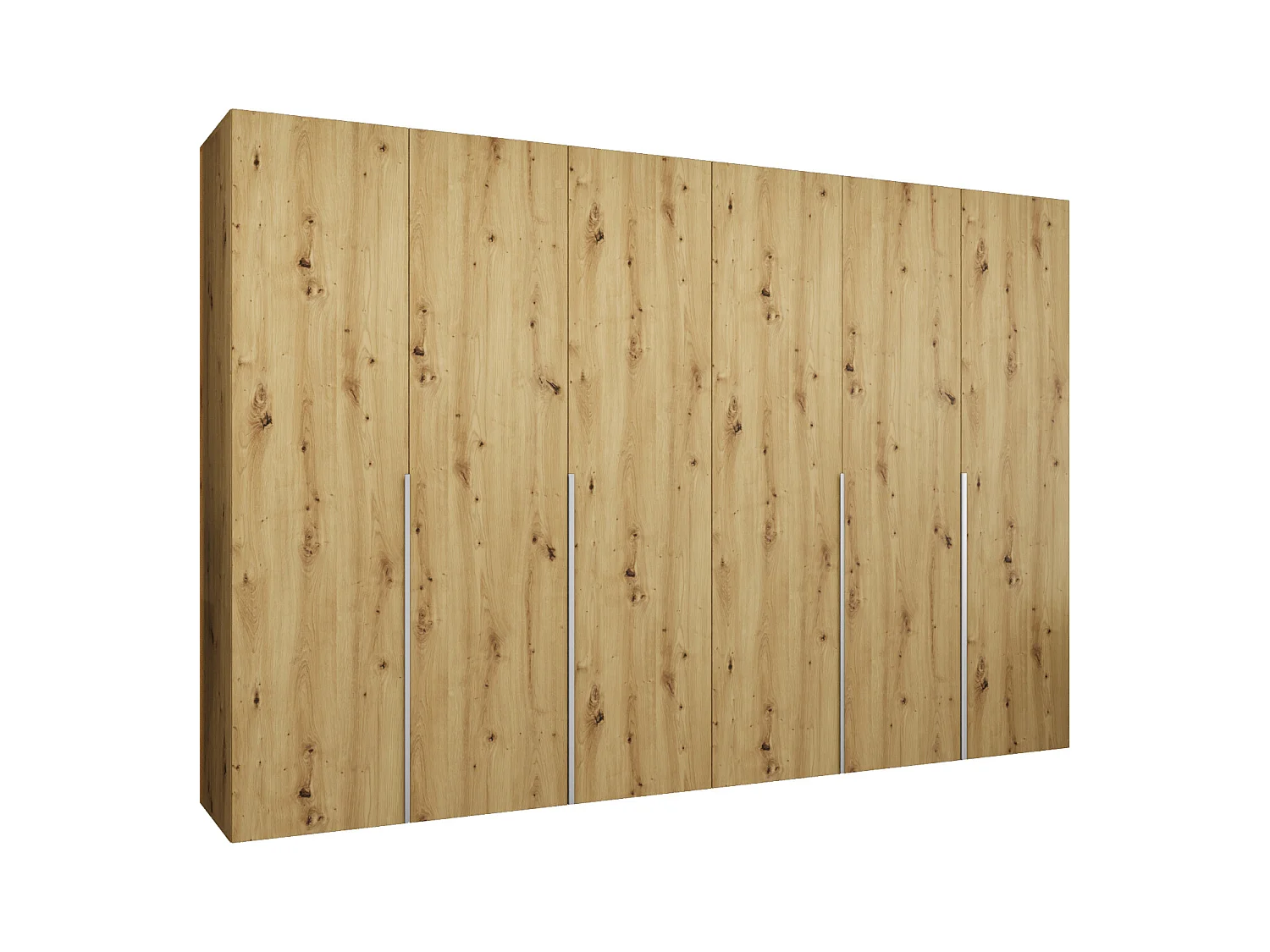 Drehtürenschrank Alicante 1 202/300/52 6-türig (Artisan Eiche + Griffe: Kaschmir)