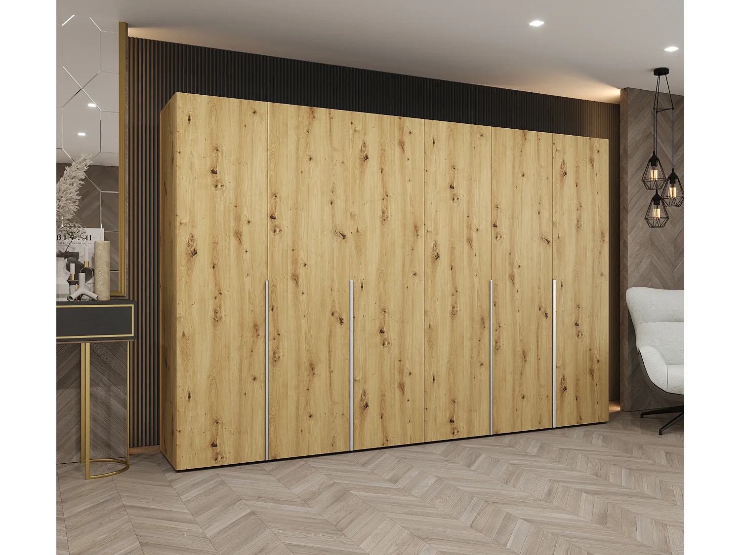 Armoire à portes battantes Alicante 1 202/300/52 6 portes (artisan/cachemire)