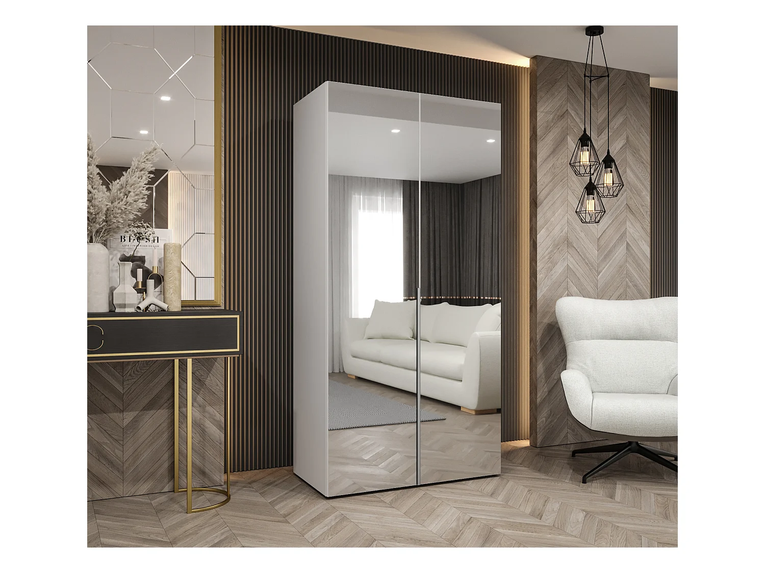 Armoire à portes battantes Alicante 3 202/100/52 2 portes (blanc/cachemire)