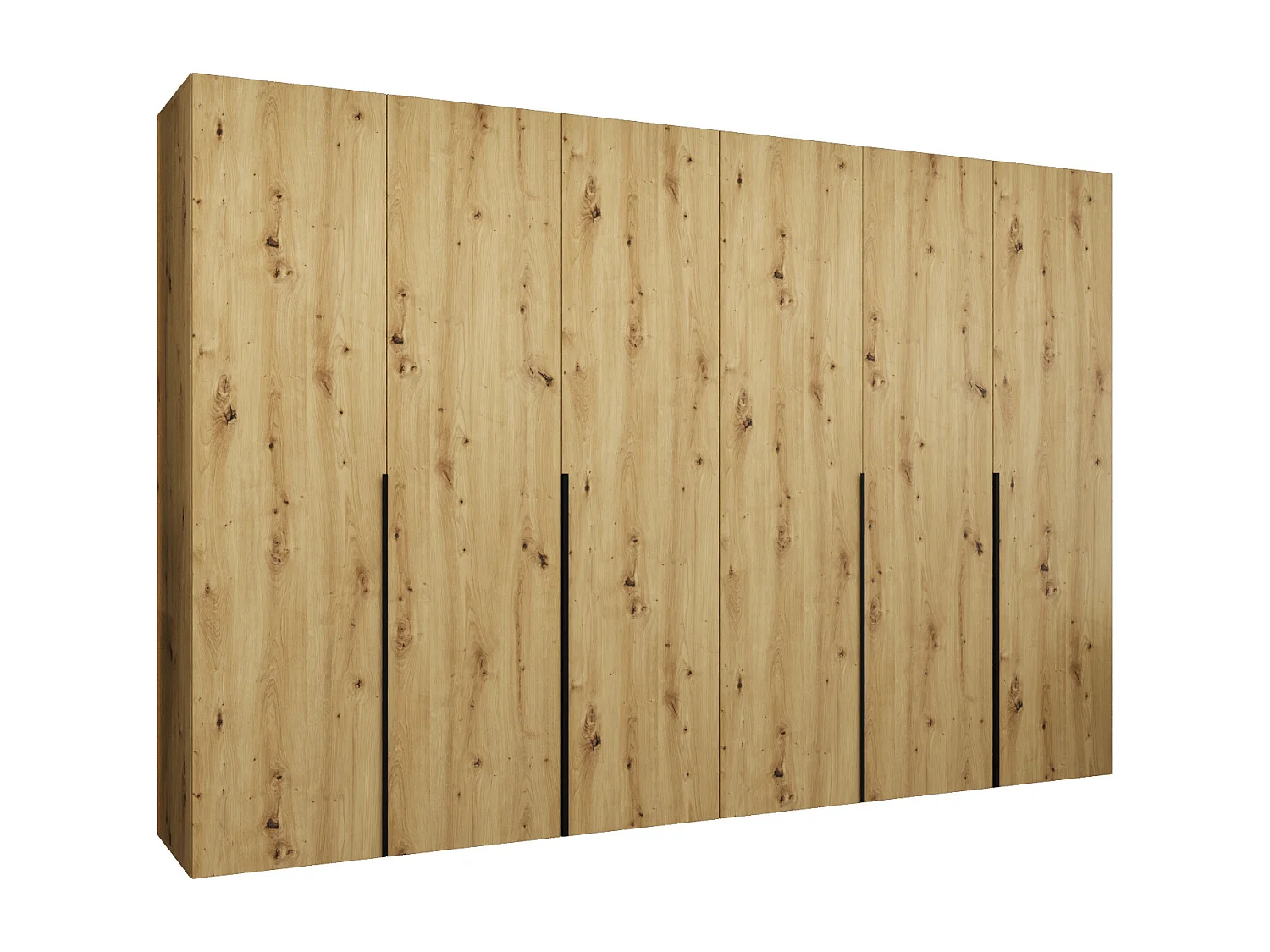 Drehtürenschrank Alicante 1 202/300/52 6-türig (Artisan Eiche + Griffe: Schwarz)