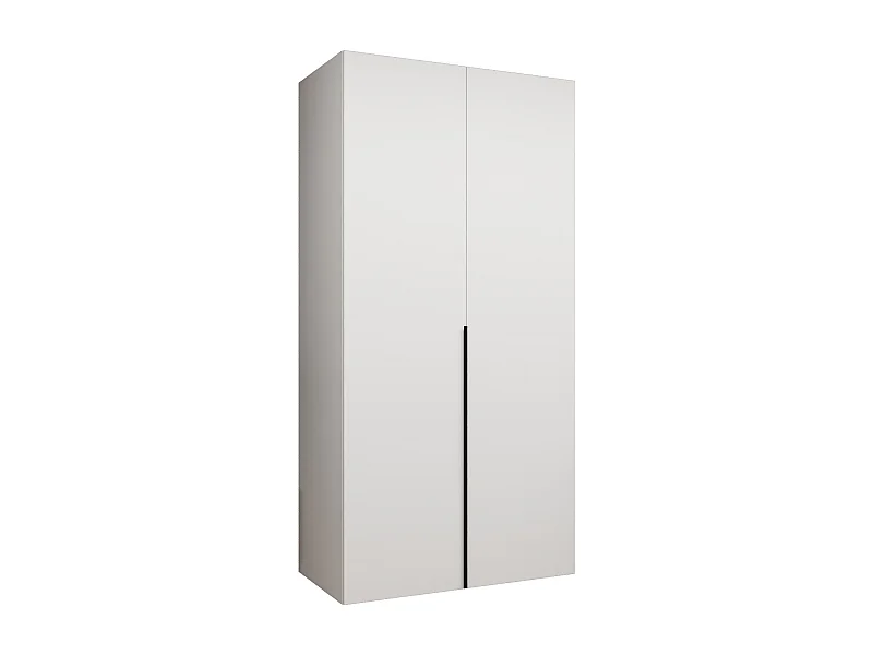 Drehtürenschrank Alicante 1 202/100/52 2-türig (Weiß + Griffe: Schwarz)