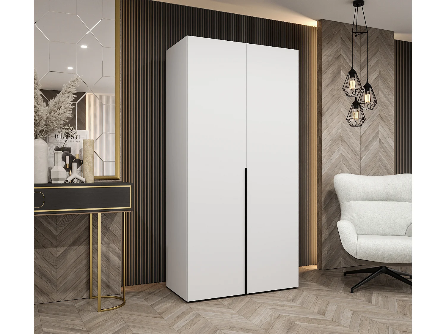 Armoire à portes battantes Alicante 1 202/100/52 2 portes (blanc/noir)