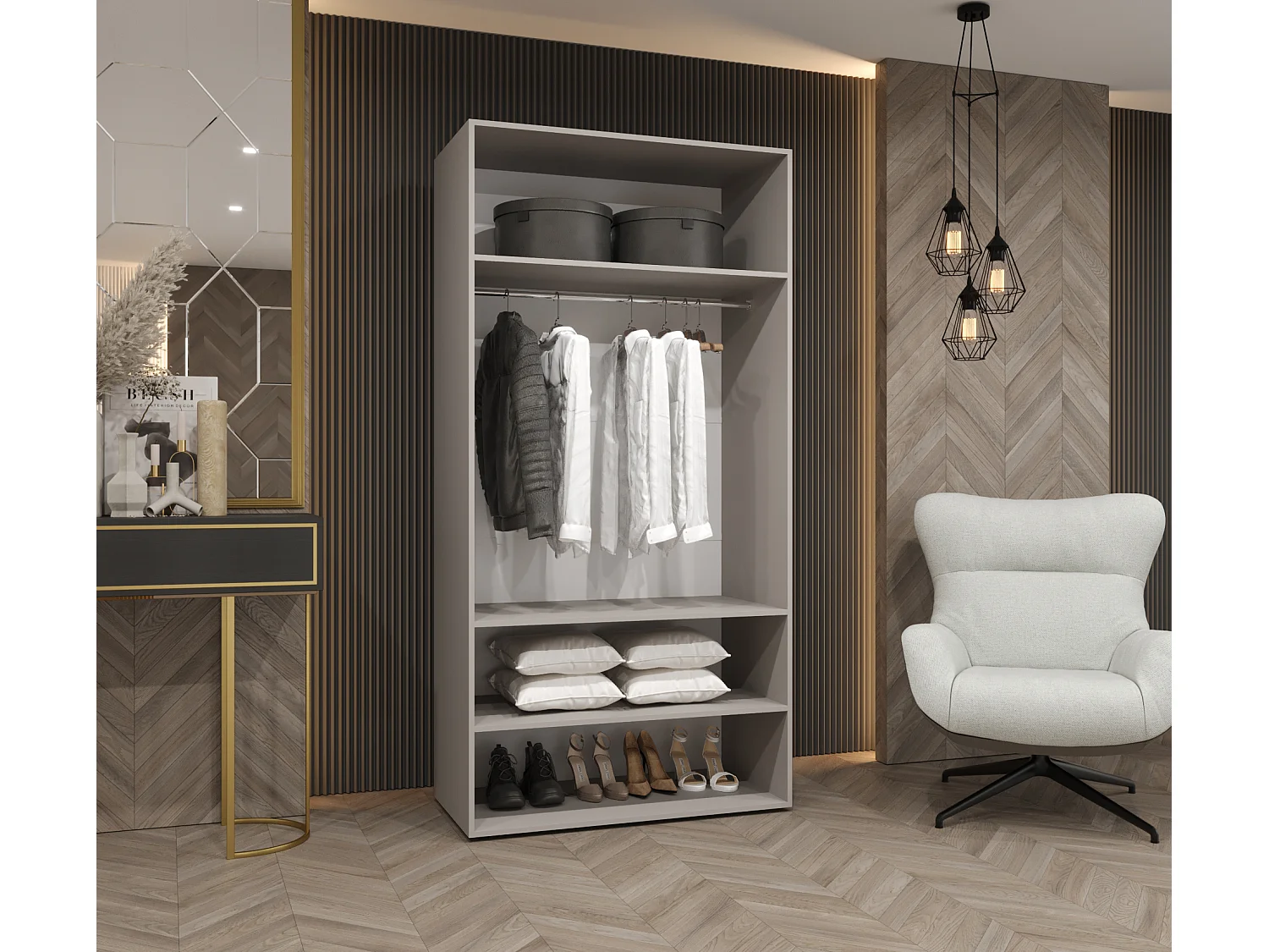 Armoire à portes battantes Alicante 1 202/100/52 2 portes (blanc/noir)