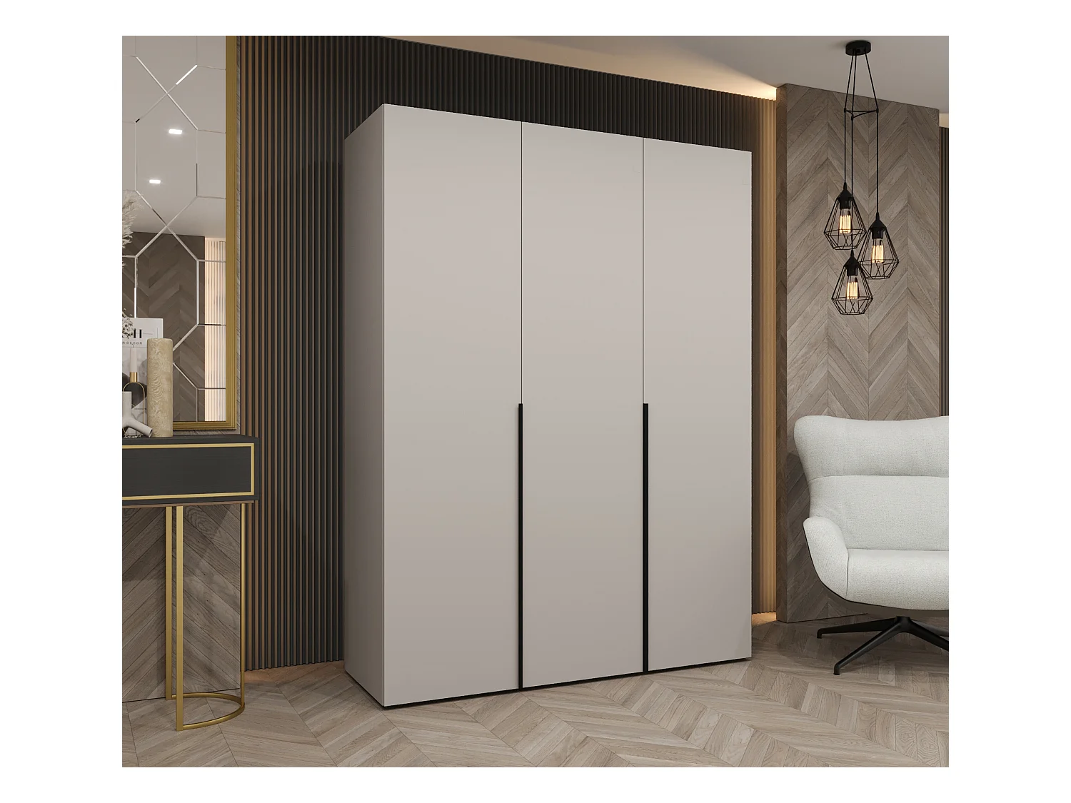 Armoire à portes battantes Alicante 1 202/150/52 3 portes (cachemire/noir)