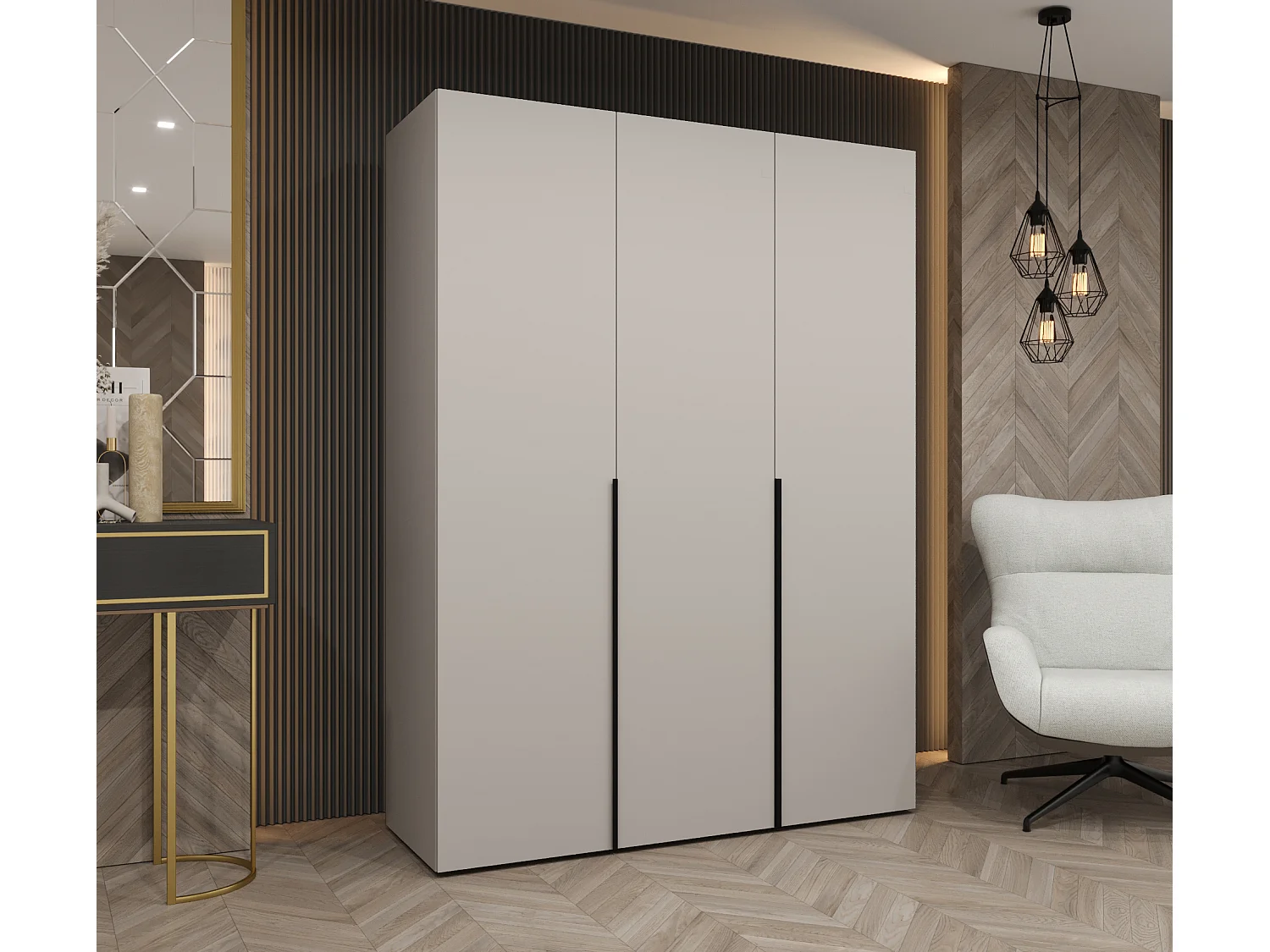 Armoire à portes battantes Alicante 1 202/150/52 3 portes (cachemire/noir)