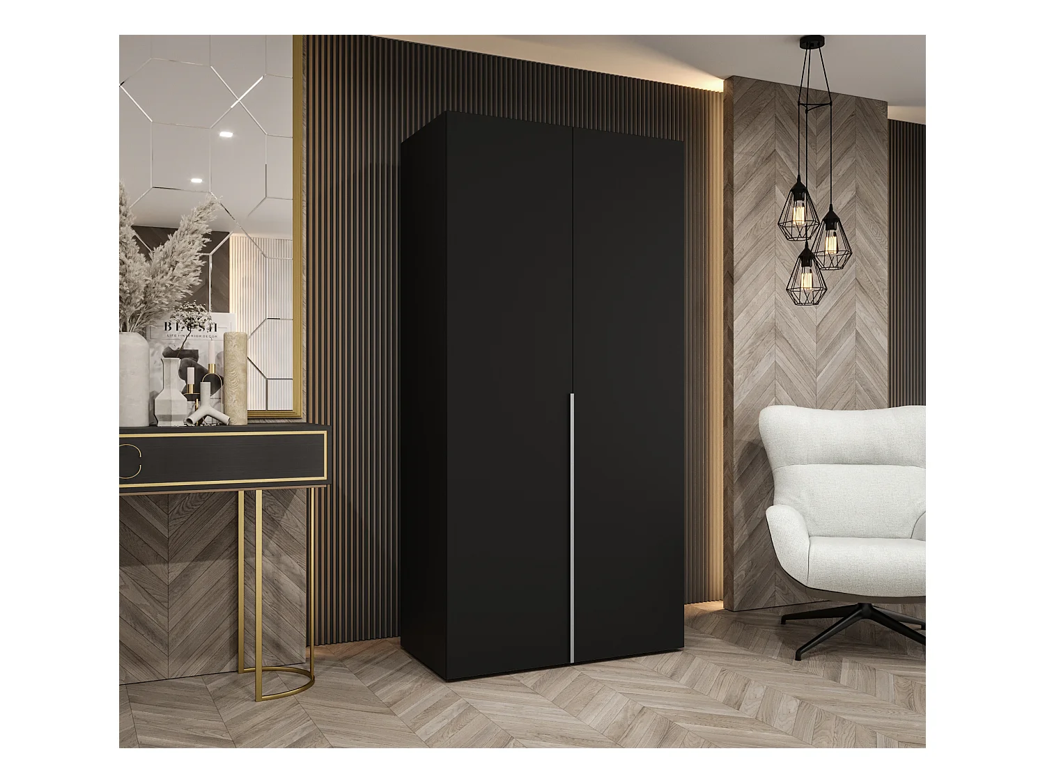 Armoire à portes battantes Alicante 1 202/100/52 2 portes (noir/cachemire)