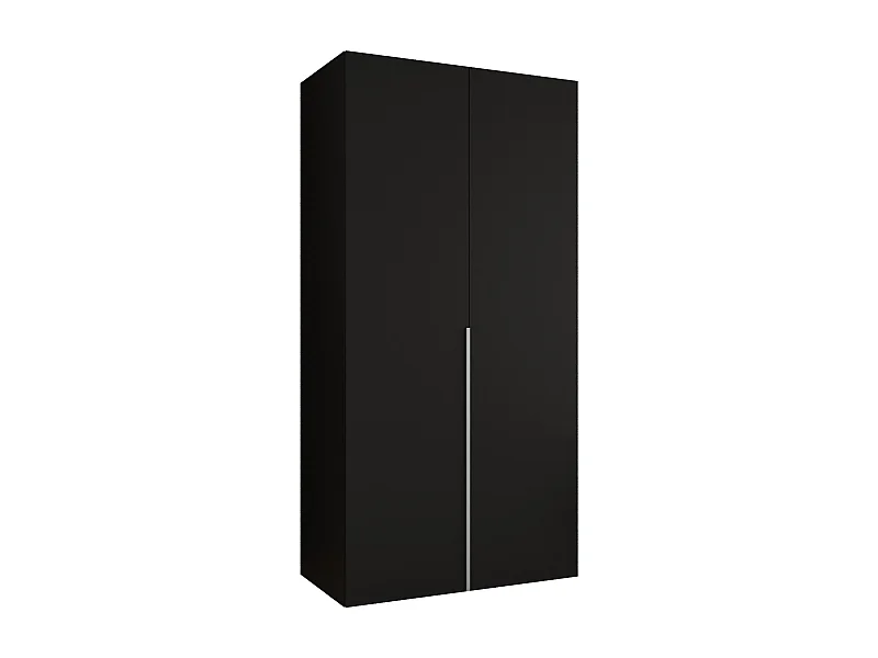 Drehtürenschrank Alicante 1 202/100/52 2-türig (Schwarz + Griffe: Kaschmir)