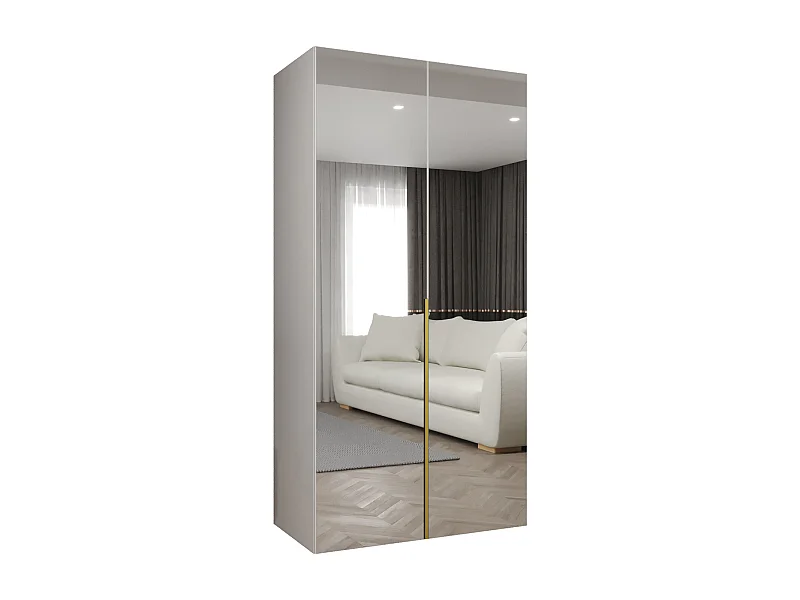 Drehtürenschrank Alicante 3 202/100/52 2-türig (Weiß + Griffe: Gold)