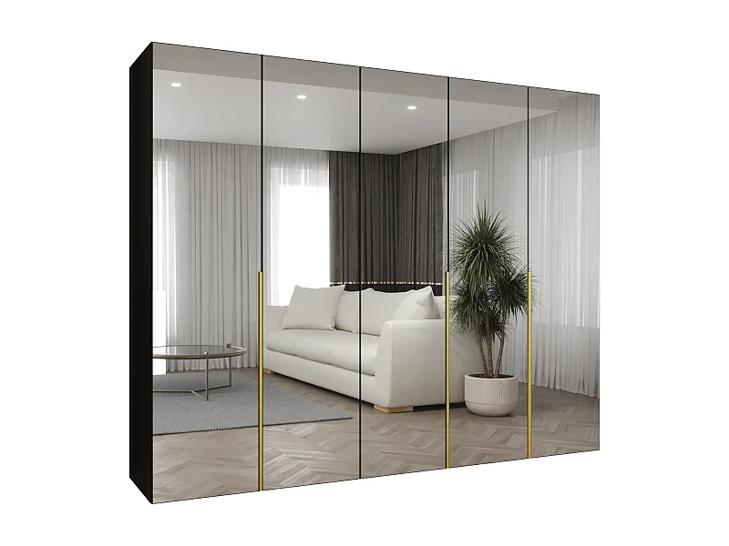 Armadio Alicante 3 con ante battenti 202/250/52 5 ante (nero/d'oro)