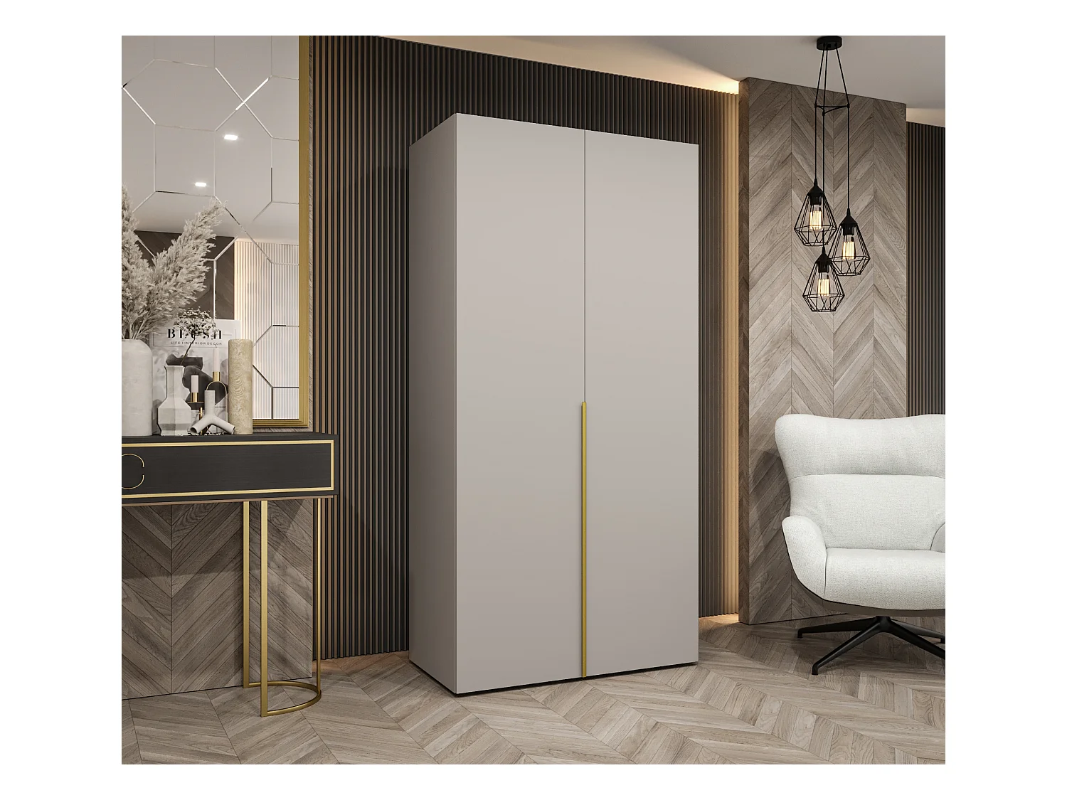 Armoire à portes battantes Alicante 1 202/100/52 2 portes (cachemire/doré)