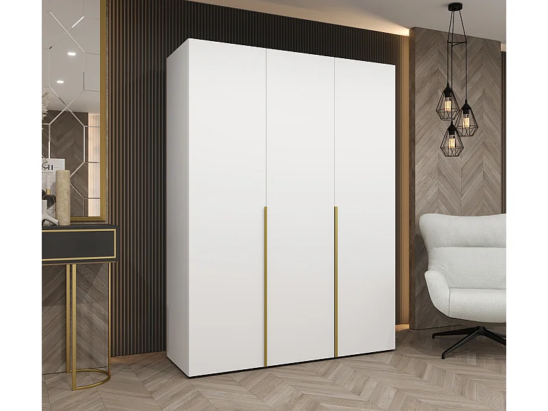 Armoire à portes battantes Alicante 1 202/150/52 3 portes (blanc/doré)