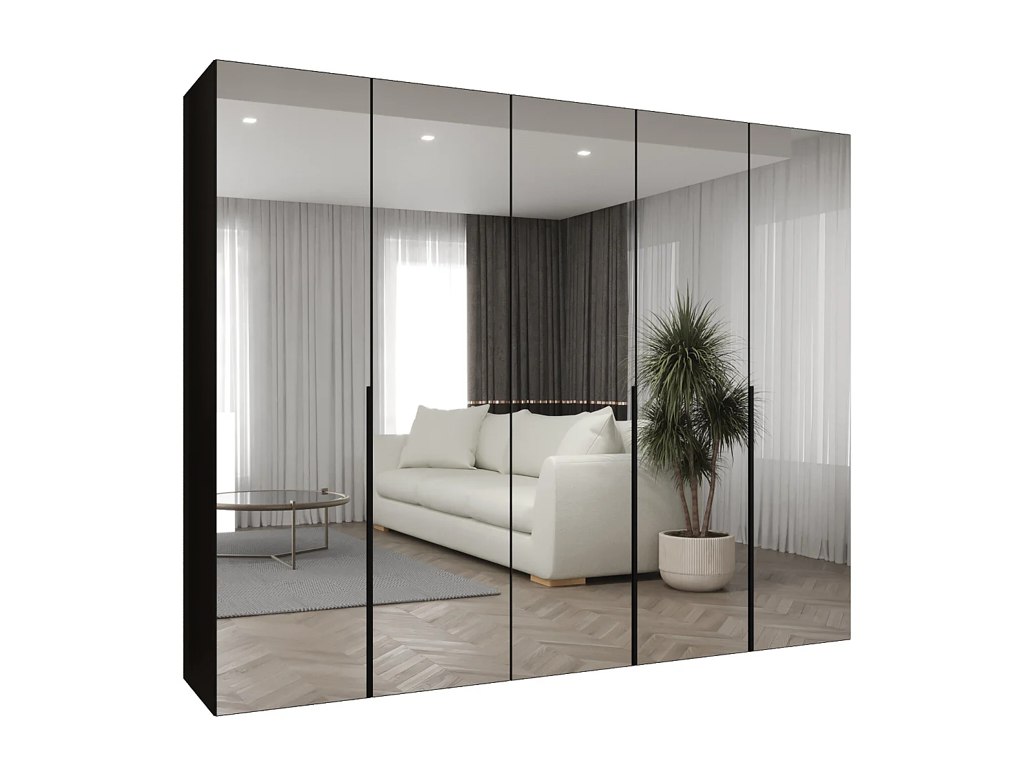 Armoire à portes battantes Alicante 3 202/250/52 5 portes (noir/noir)