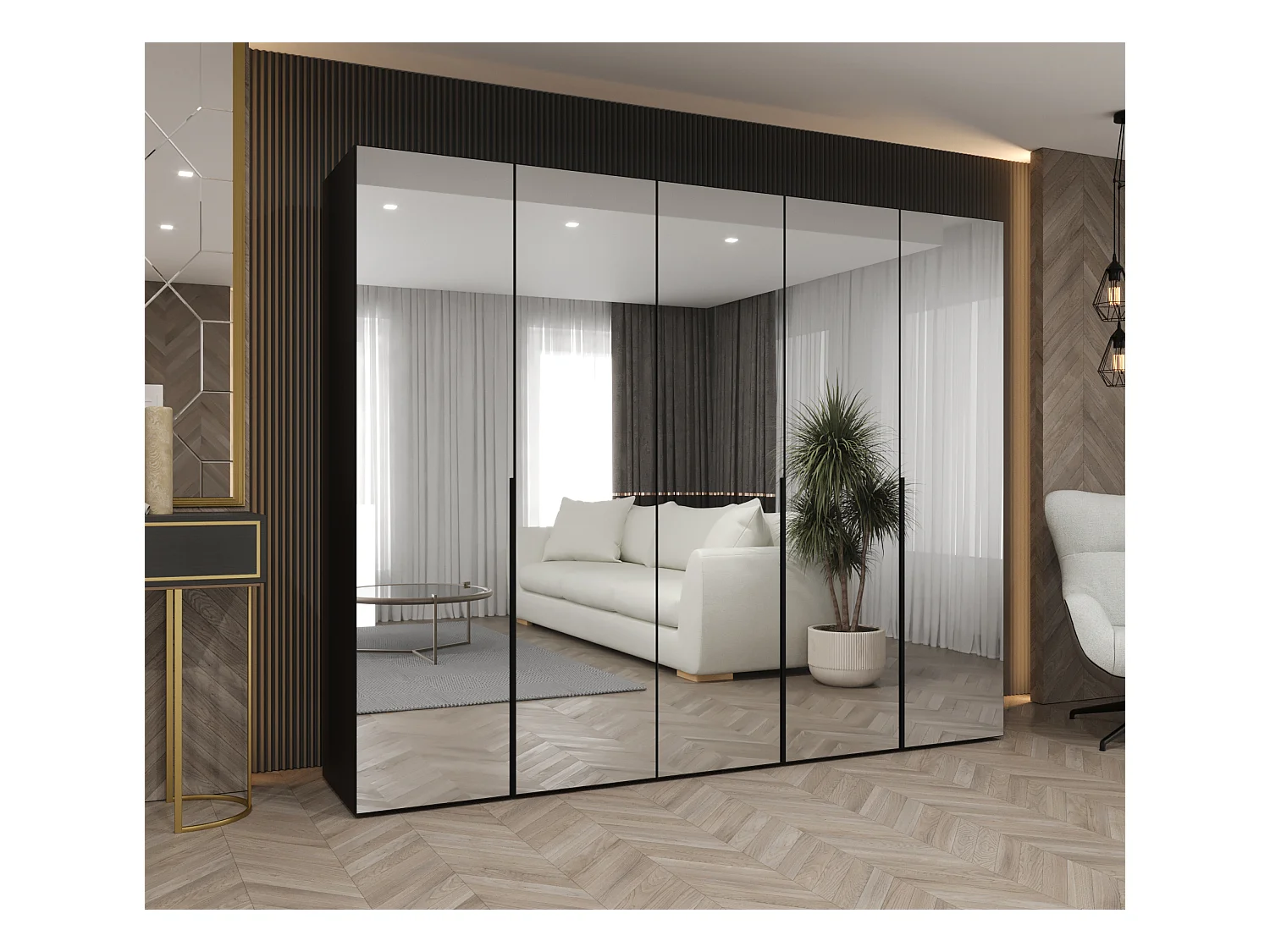 Armoire à portes battantes Alicante 3 202/250/52 5 portes (noir/noir)