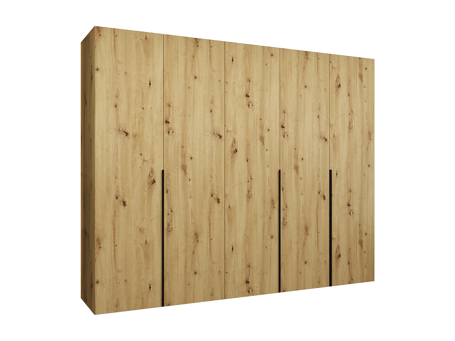 Drehtürenschrank Alicante 1 202/250/52 5-türig (Artisan Eiche + Griffe: Schwarz)