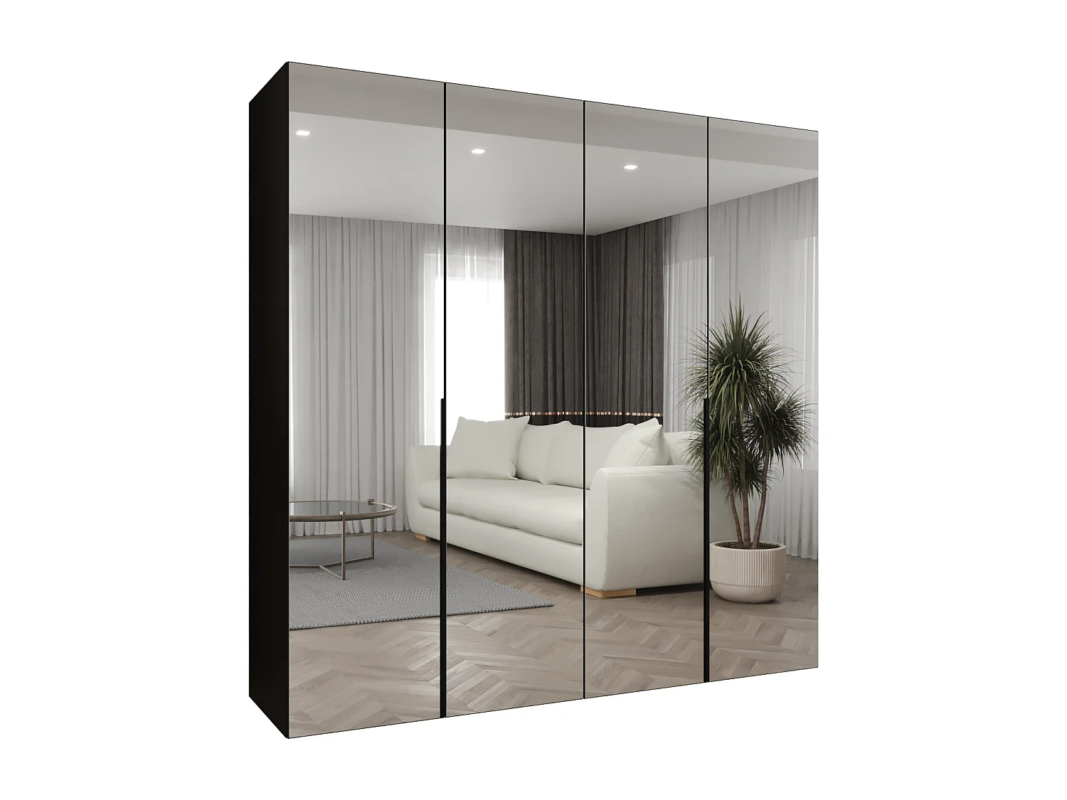 Draaideurkast Alicante 3 202/200/52 4-deurs  (wit/goud)