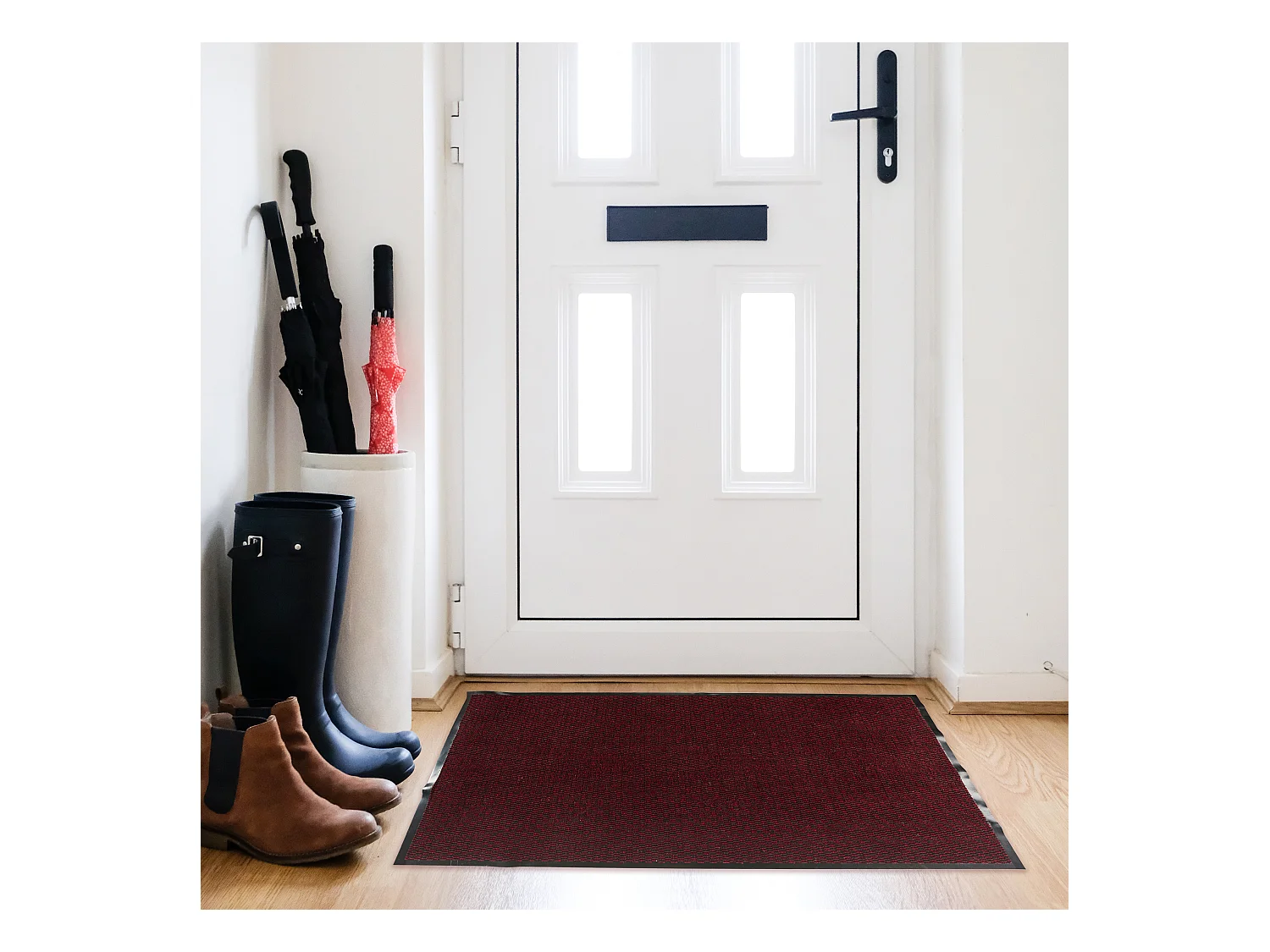 Tapis Tissu Et Caoutchouc 80x120cm Noir, Rouge