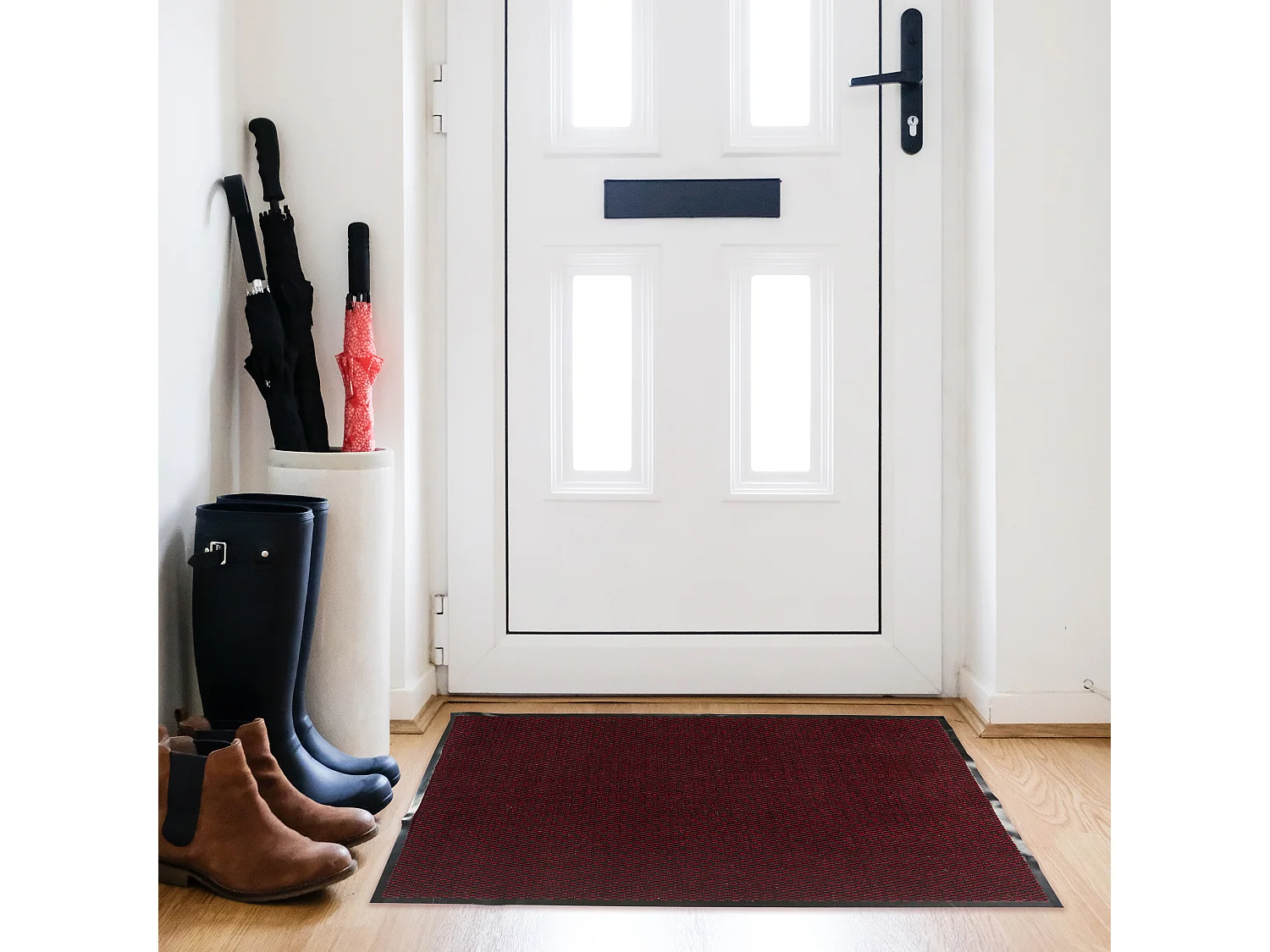 Tapis Tissu Et Caoutchouc 80x120cm Noir, Rouge