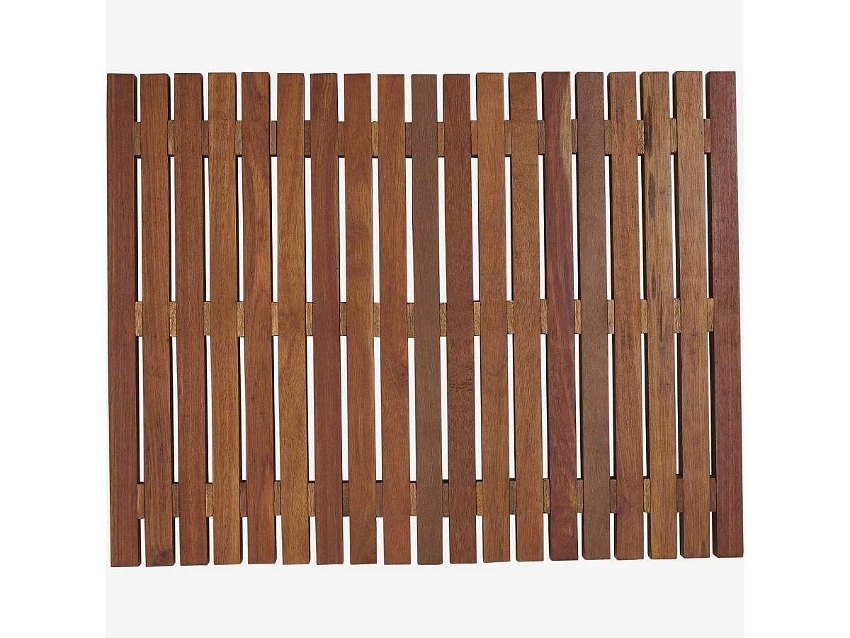 Habitat - Tapis de bain caillebotis en bois - 45 x 59 cm - Naturel foncé - Papua