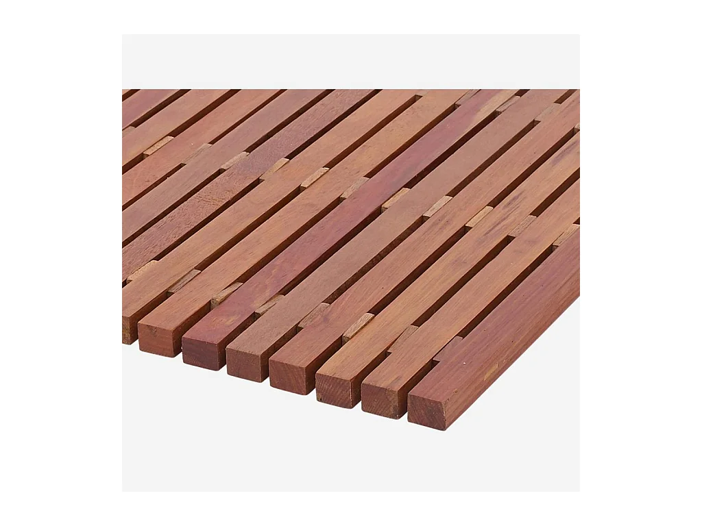 Habitat - Tapis de bain caillebotis en bois - 45 x 59 cm - Naturel foncé - Papua