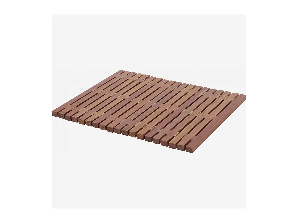 Habitat - Tapis de bain caillebotis en bois - 45 x 59 cm - Naturel foncé - Papua
