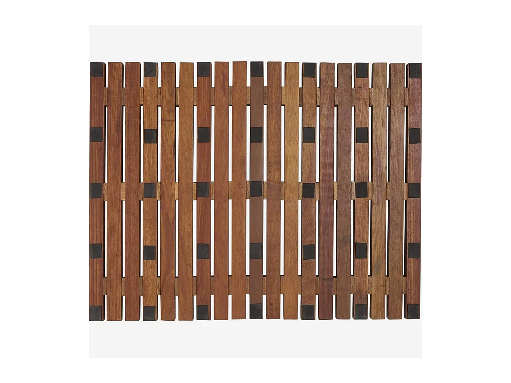 Habitat - Tapis de bain caillebotis en bois - 45 x 59 cm - Naturel foncé - Papua