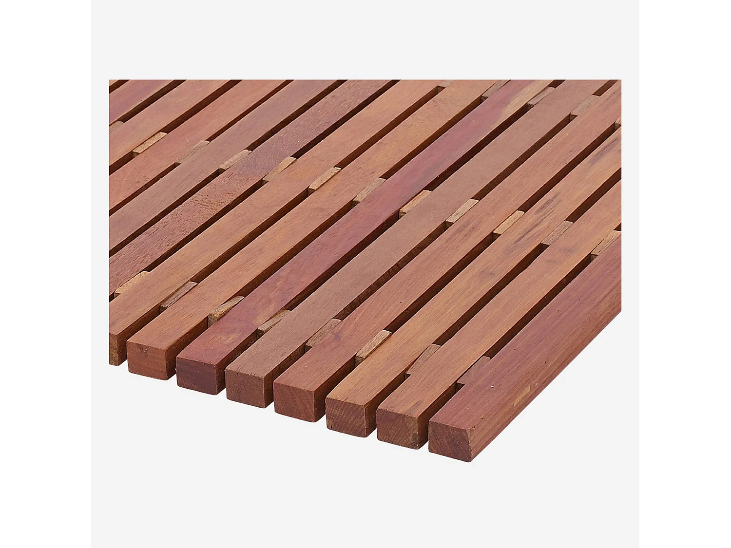 Tapis de bain caillebotis en bois - 45 x 59 cm - Naturel foncé
