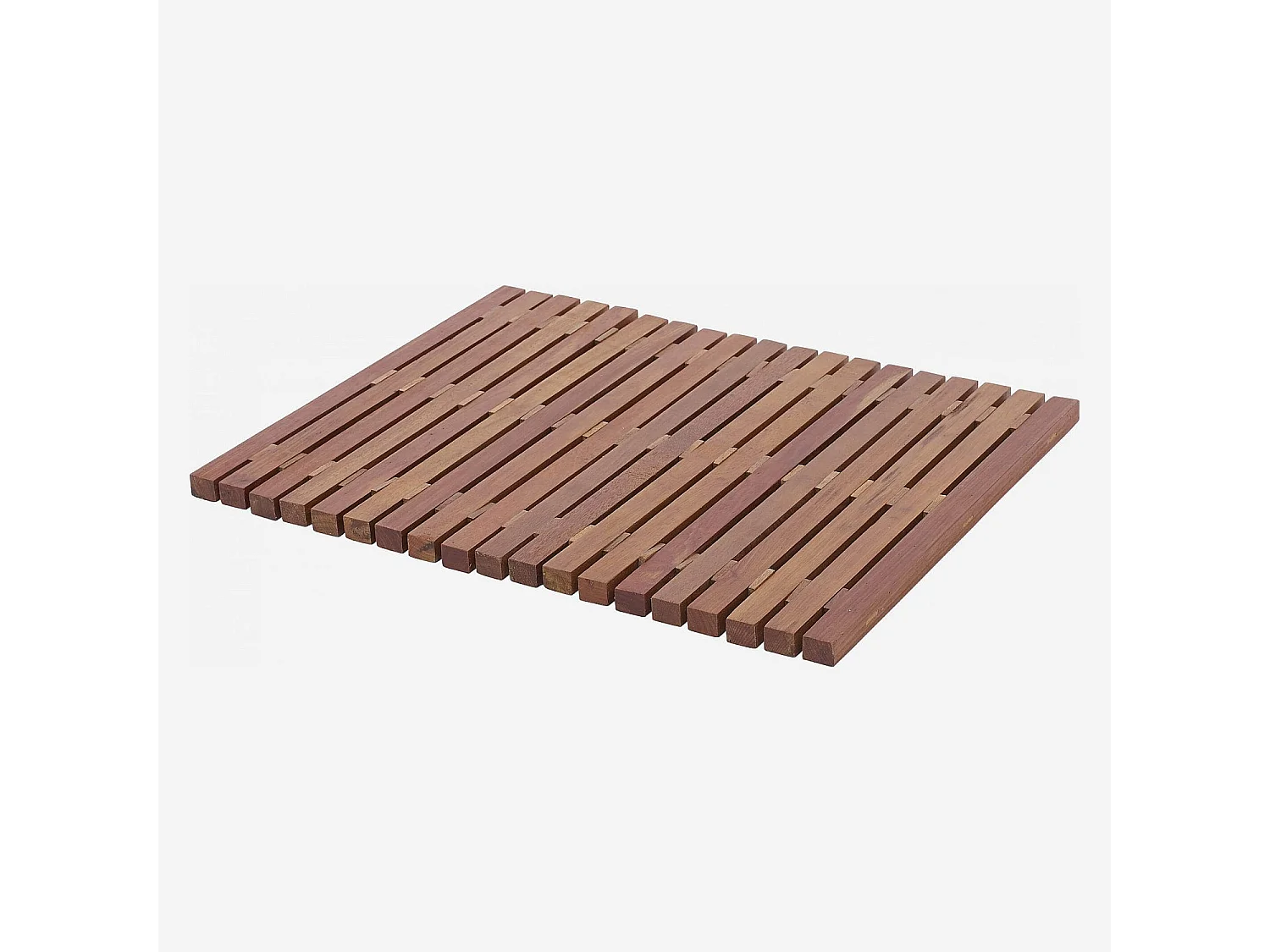 Tapis de bain caillebotis en bois - 45 x 59 cm - Naturel foncé