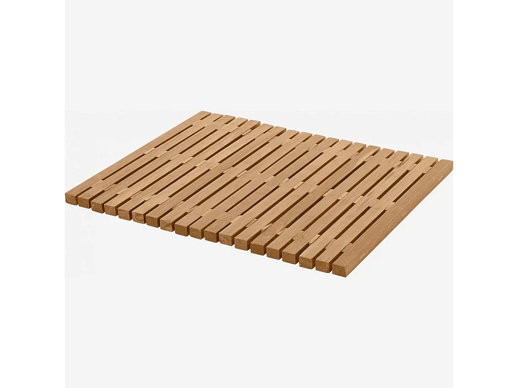 Habitat - Tapis de bain caillebotis en bois - 45 x 59 cm - Naturel clair - Papua