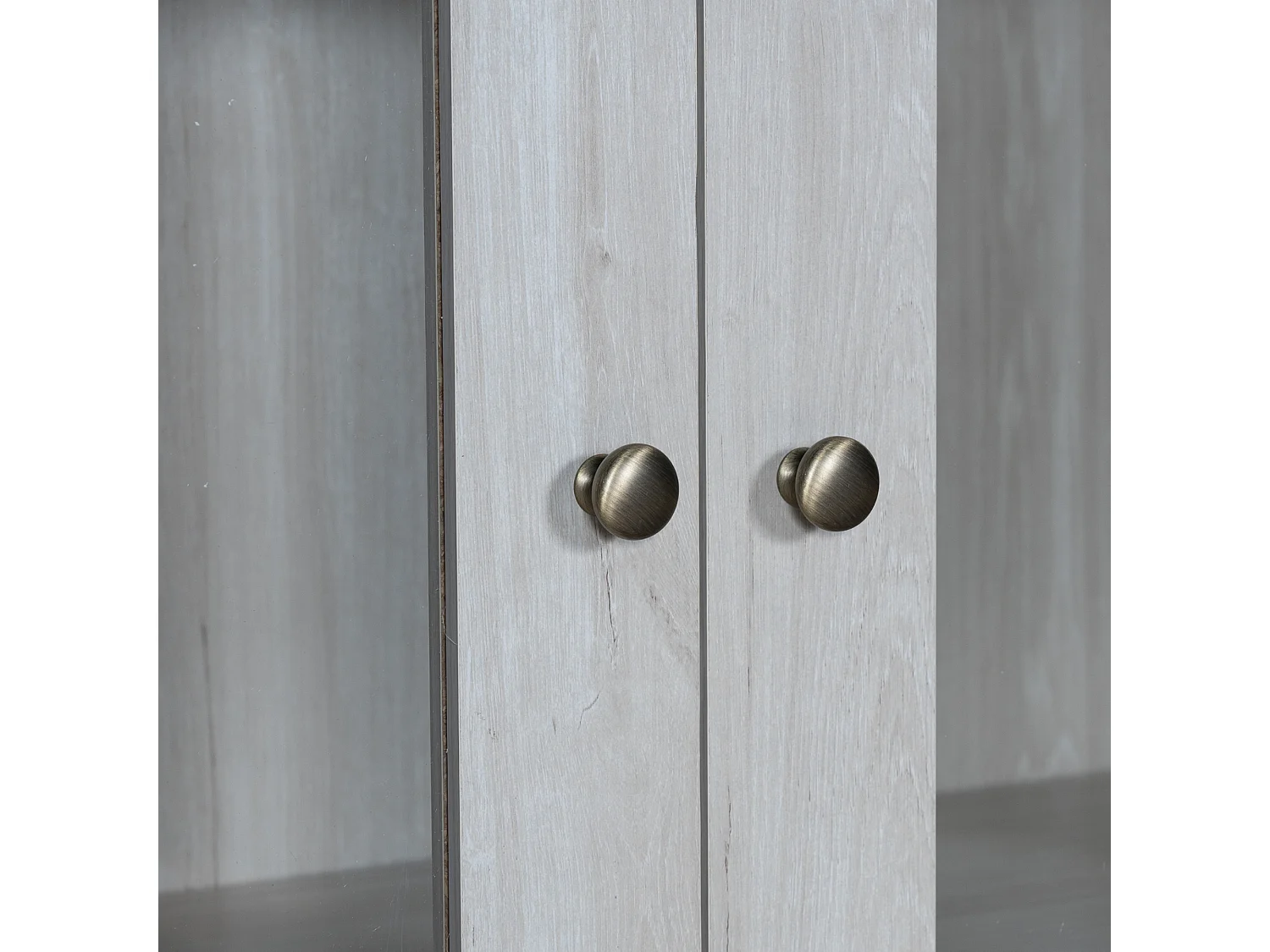 Vetrina moderna 80x34x171 cm - Esterno in legno, ante in vetro, 3 cassetti e maniglie in ottone