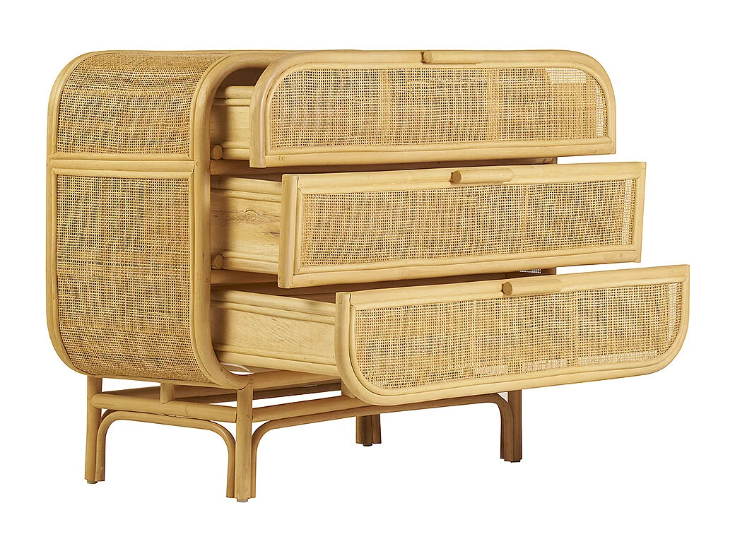 Commode en rotin 3 tiroirs L100 cm LUWAK