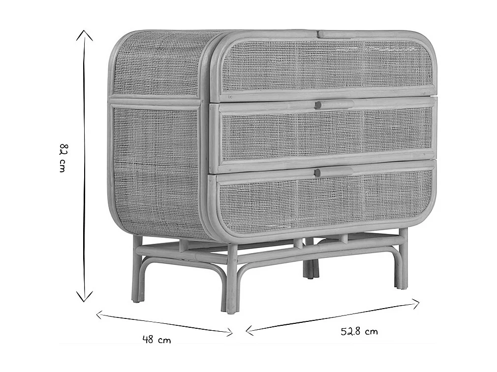 Commode en rotin 3 tiroirs L100 cm LUWAK