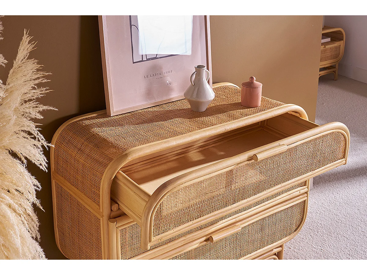 Commode en rotin 3 tiroirs L100 cm LUWAK