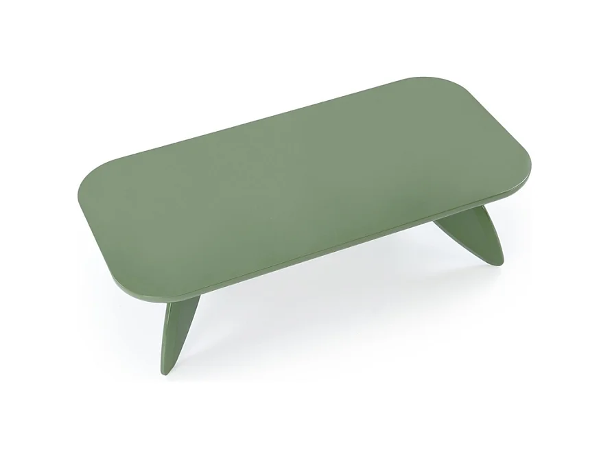 Mesa de centro lacada en verde claro 120 x 60 cm con patas de diseño ANGELINE