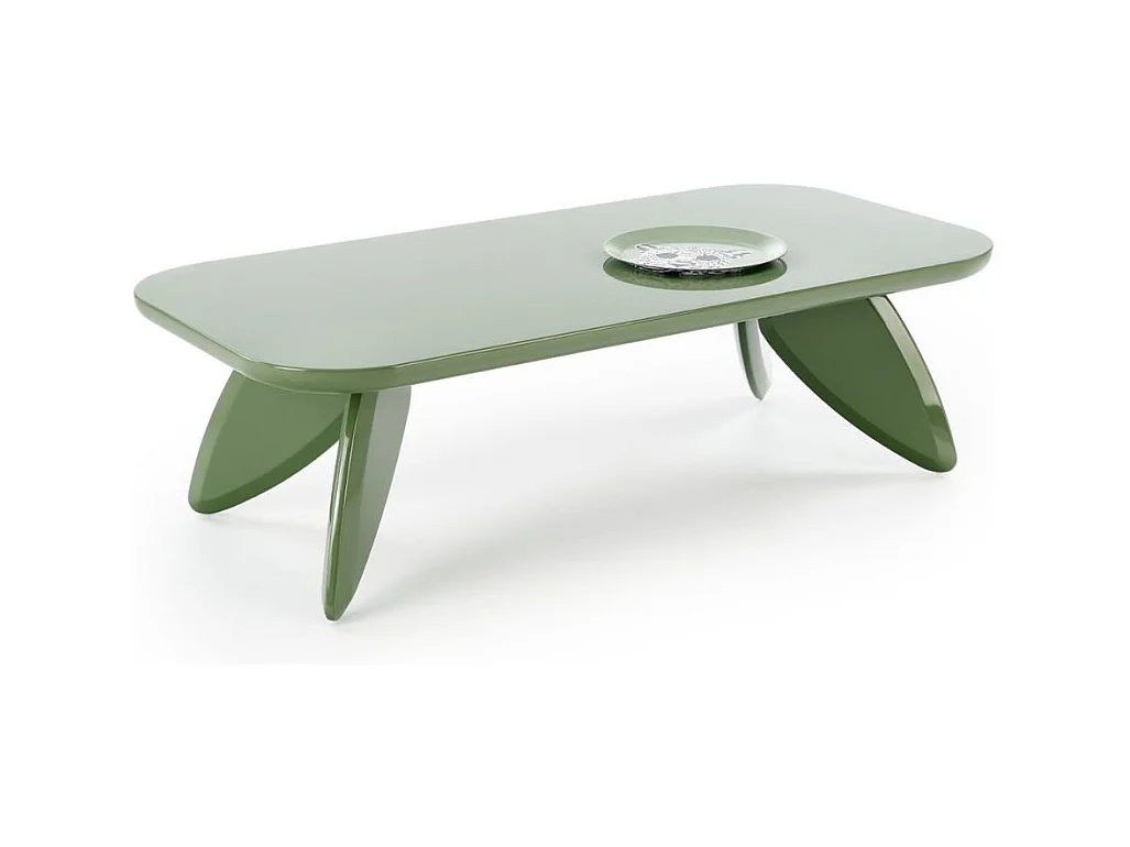 Table basse laqué vert clair 120 x 60 cm pieds design ANGELINE