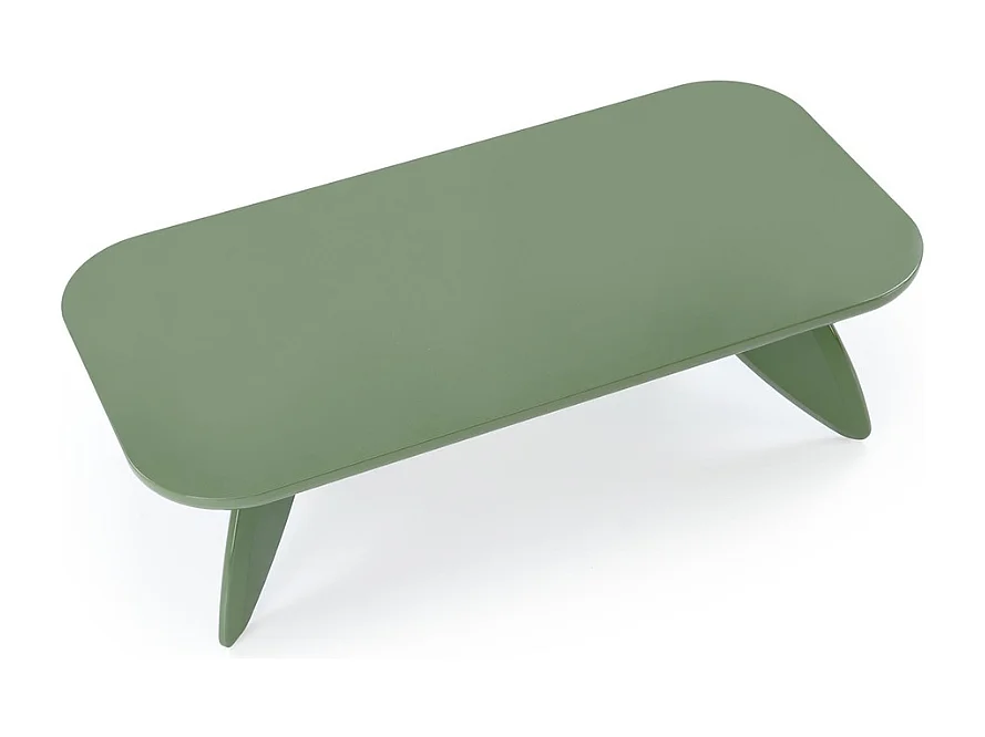 Tavolino laccato verde chiaro 120 x 60 cm con gambe dal design ANGELINE