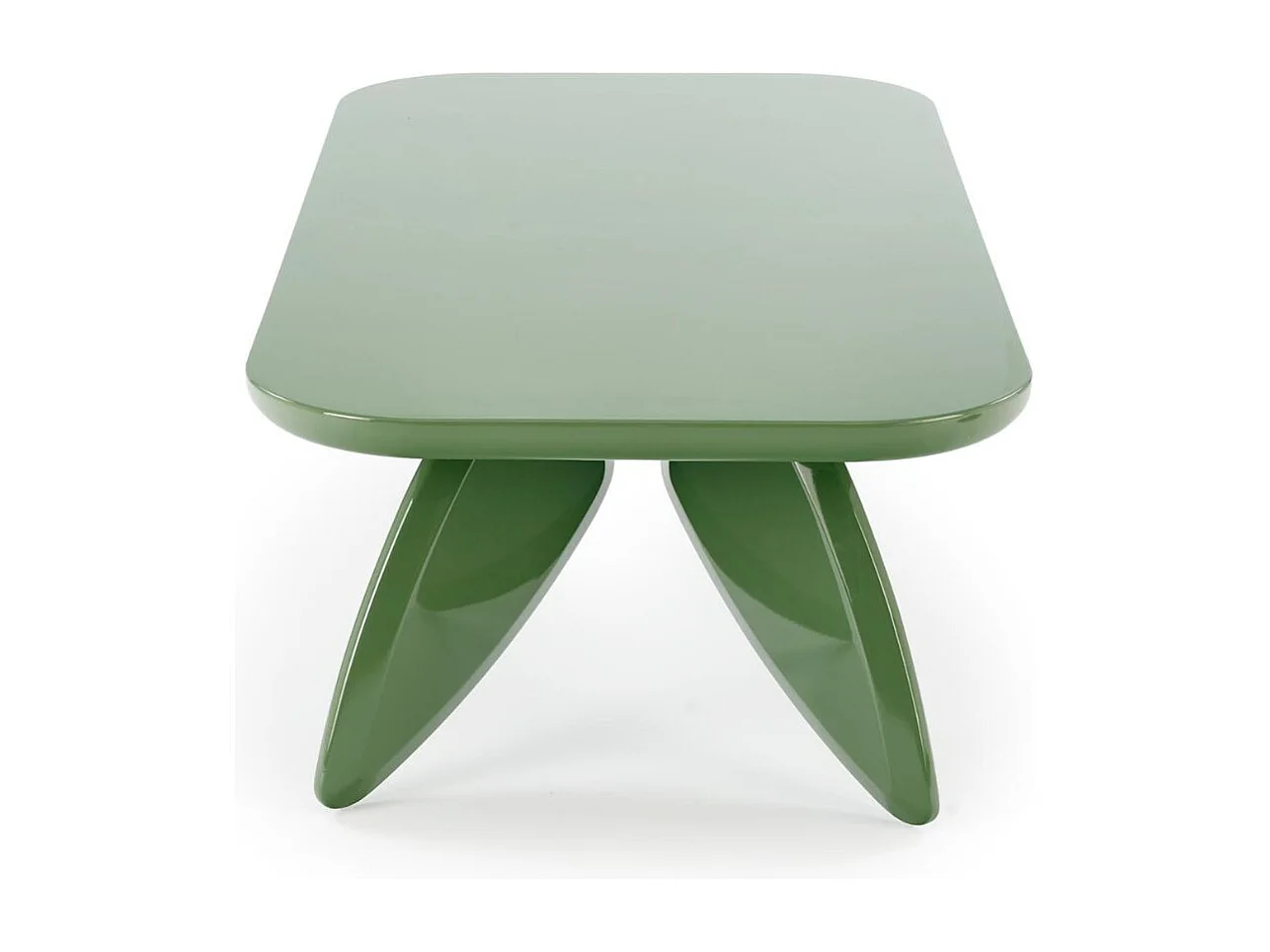 Tavolino laccato verde chiaro 120 x 60 cm con gambe dal design ANGELINE