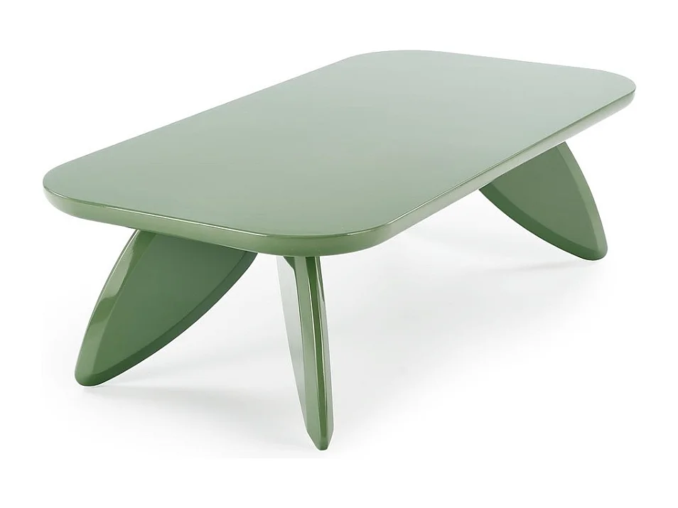 Tavolino laccato verde chiaro 120 x 60 cm con gambe dal design ANGELINE