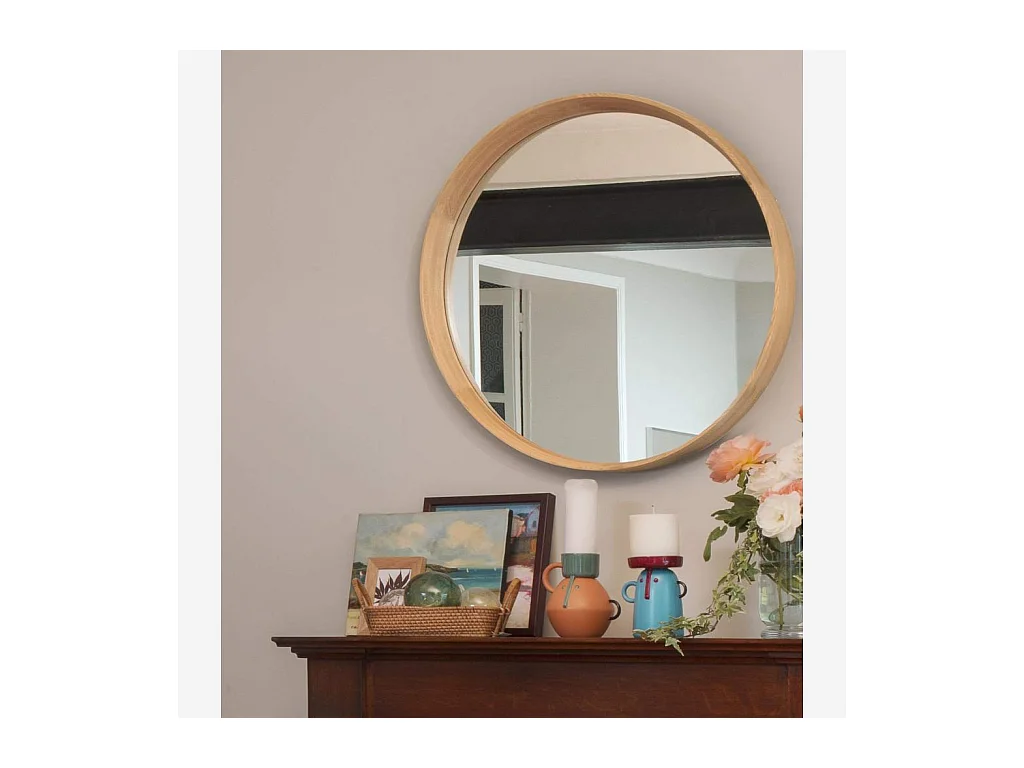 Habitat - Miroir rond 84 cm en chêne - Neptune
