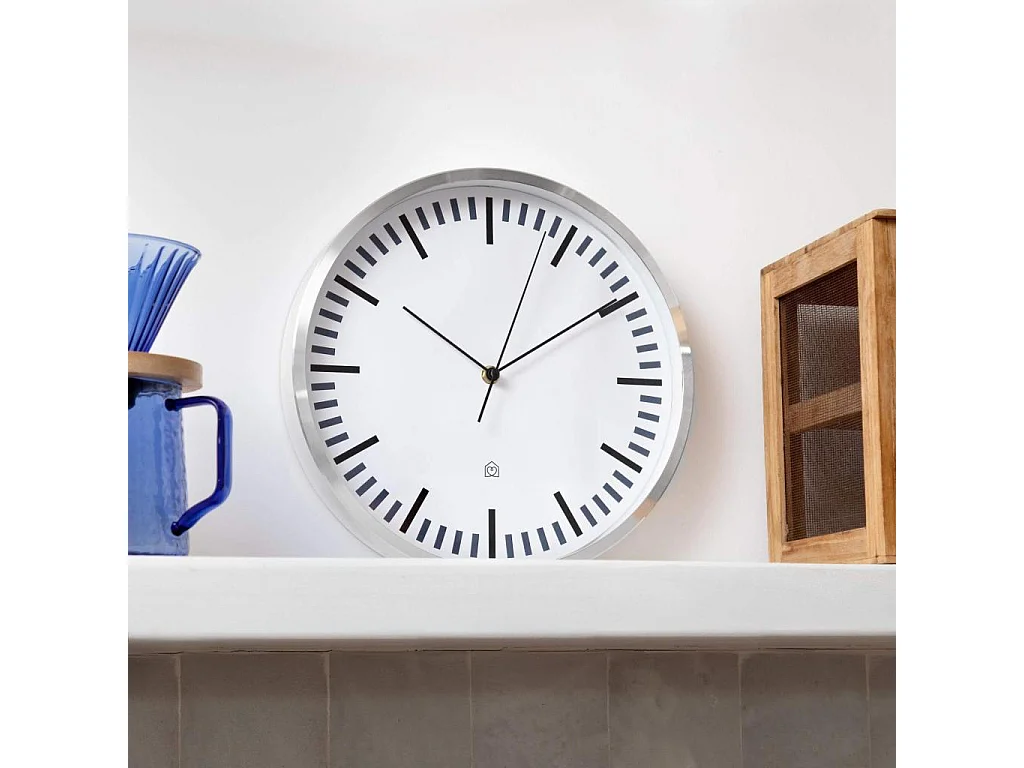Habitat - Horloge murale en aluminium - 31 cm - Argent - Allure