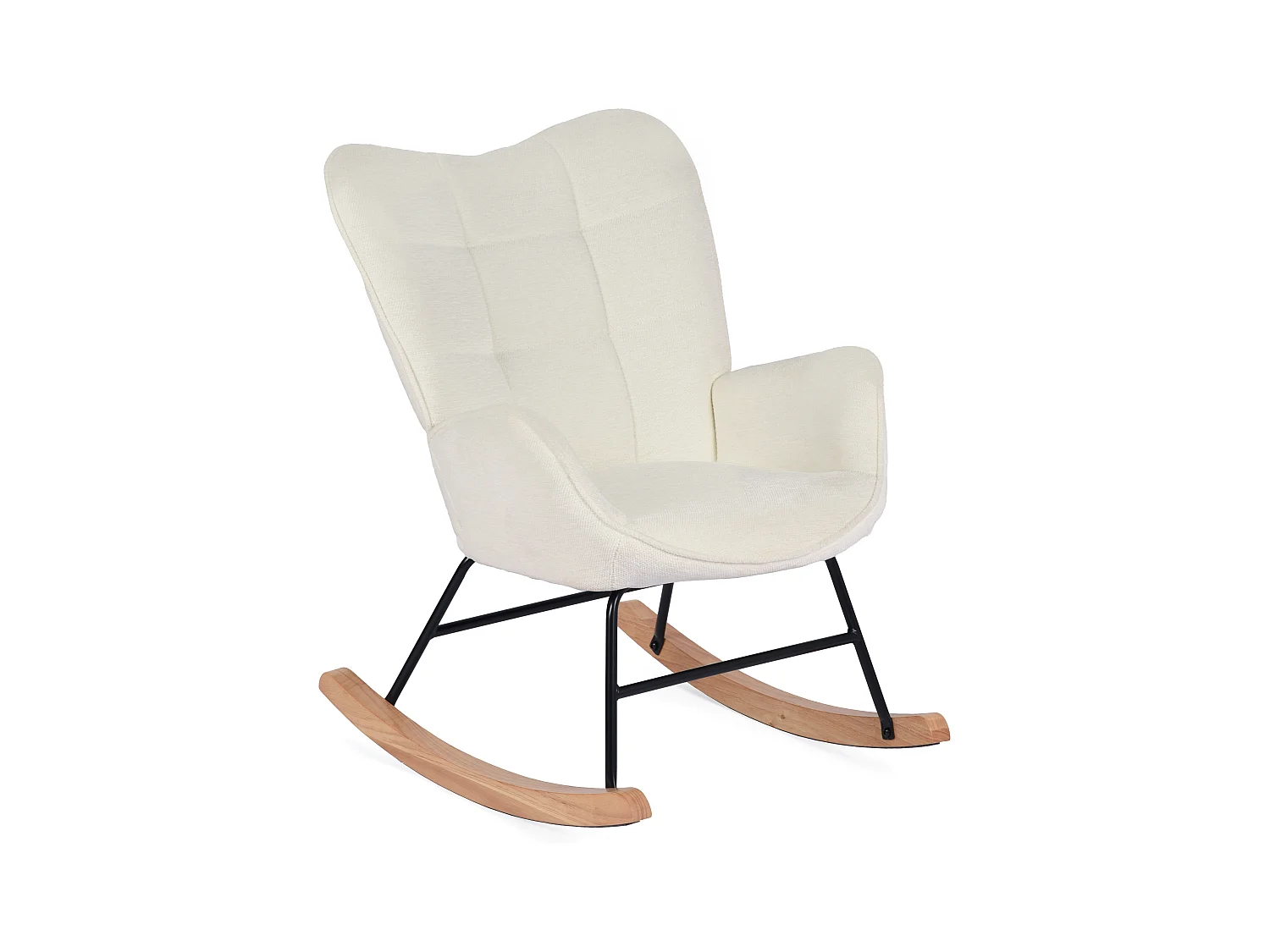 Fauteuil à bascule rocking chair à dossier moyen en tissu chenille style scandinave,KANASROCK