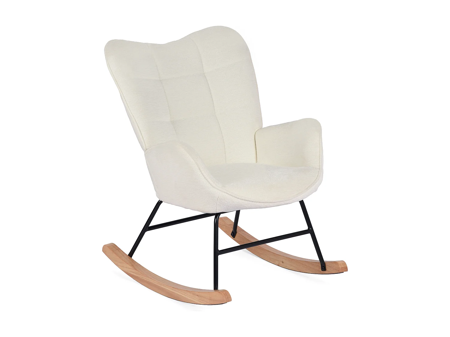 Fauteuil à bascule rocking chair à dossier moyen en tissu chenille style scandinave,KANASROCK