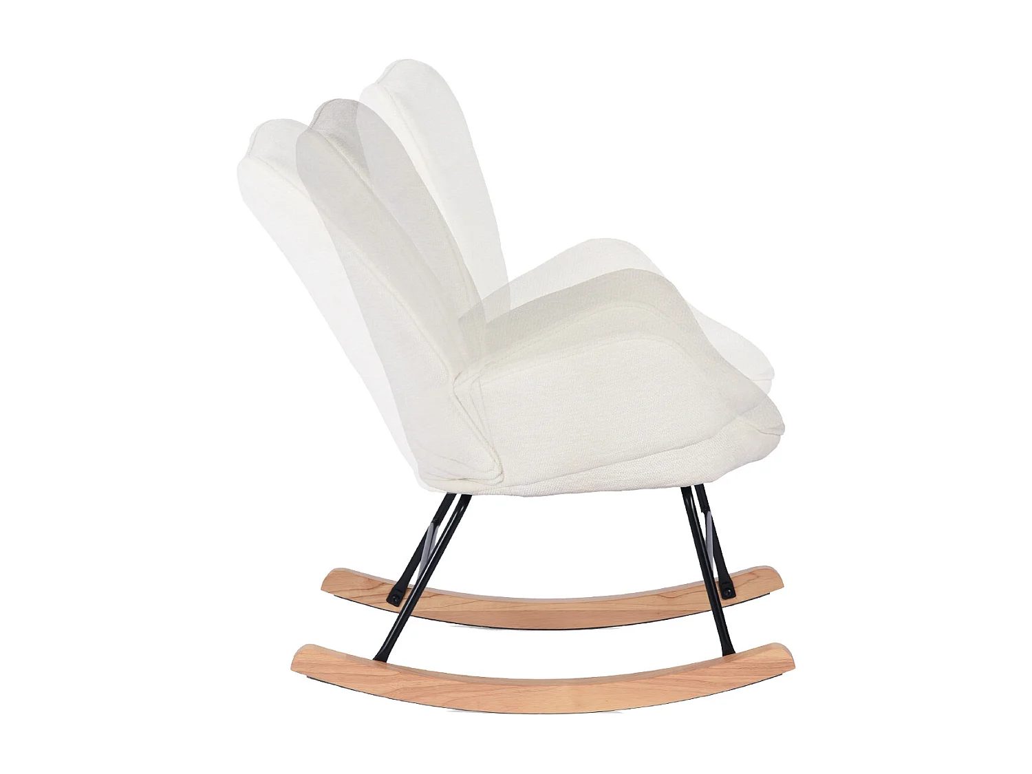 Fauteuil à bascule rocking chair à dossier moyen en tissu chenille style scandinave,KANASROCK