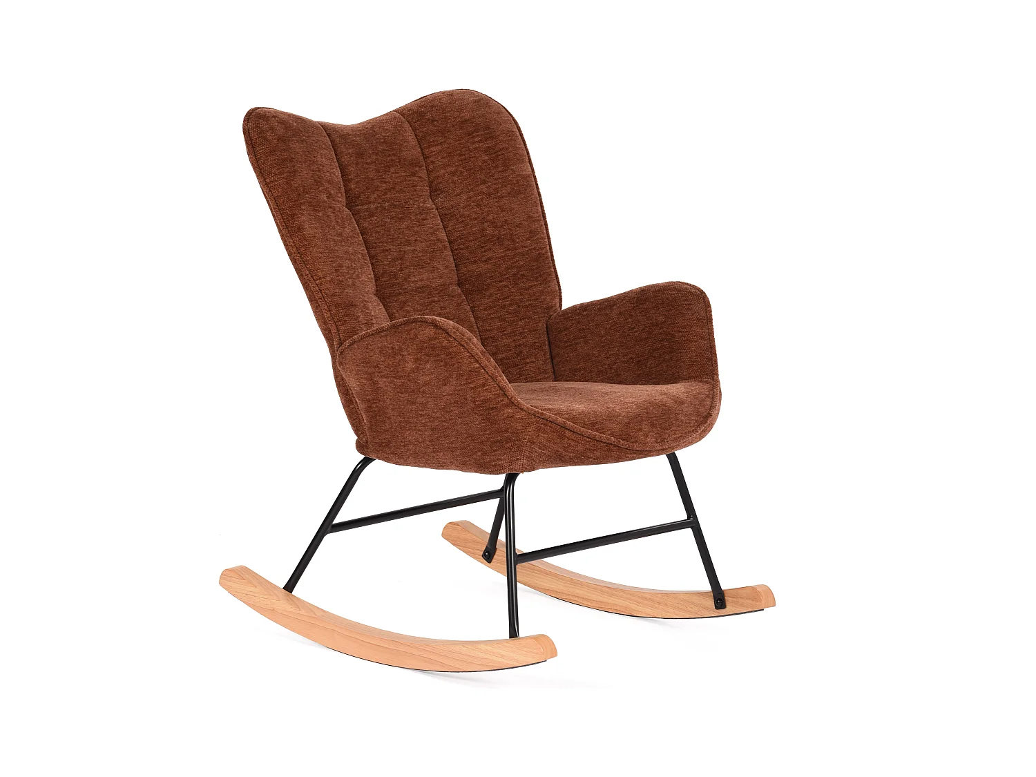 Fauteuil à bascule rocking chair à dossier moyen en tissu chenille style scandinave,KANASROCK