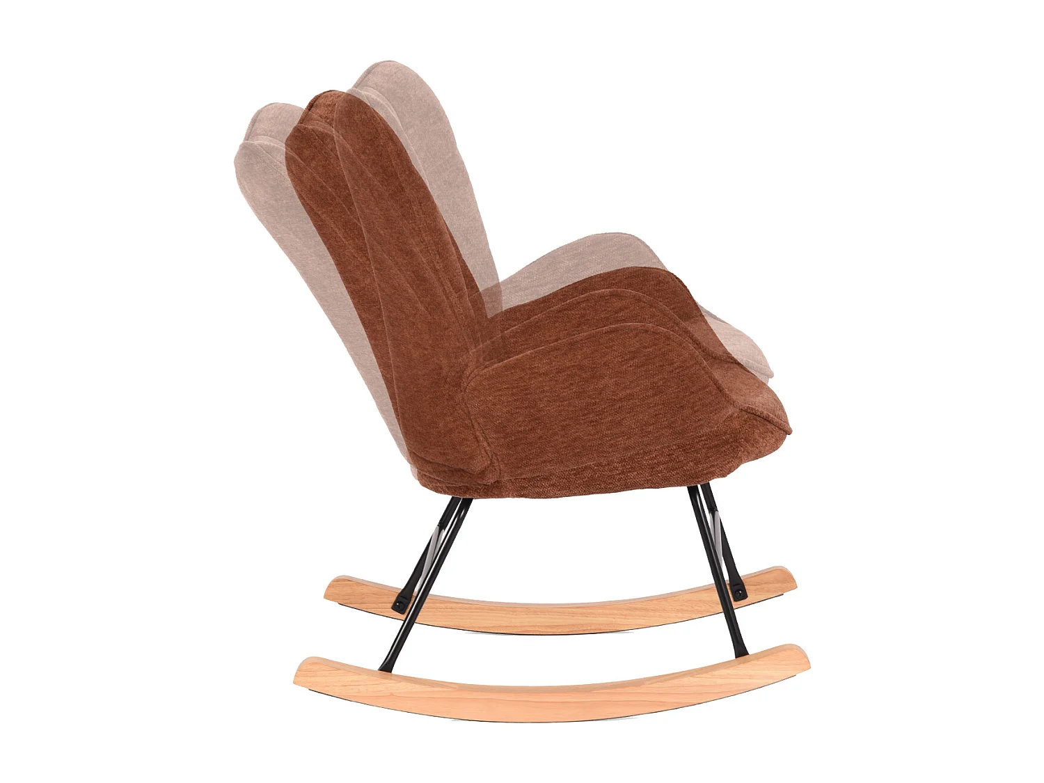 Fauteuil à bascule rocking chair à dossier moyen en tissu chenille style scandinave,KANASROCK