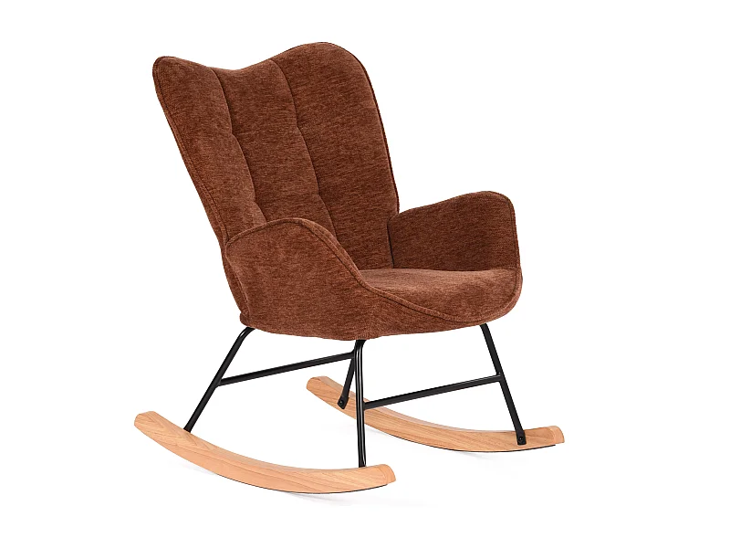 Fauteuil à bascule rocking chair à dossier moyen en tissu chenille style scandinave,KANASROCK