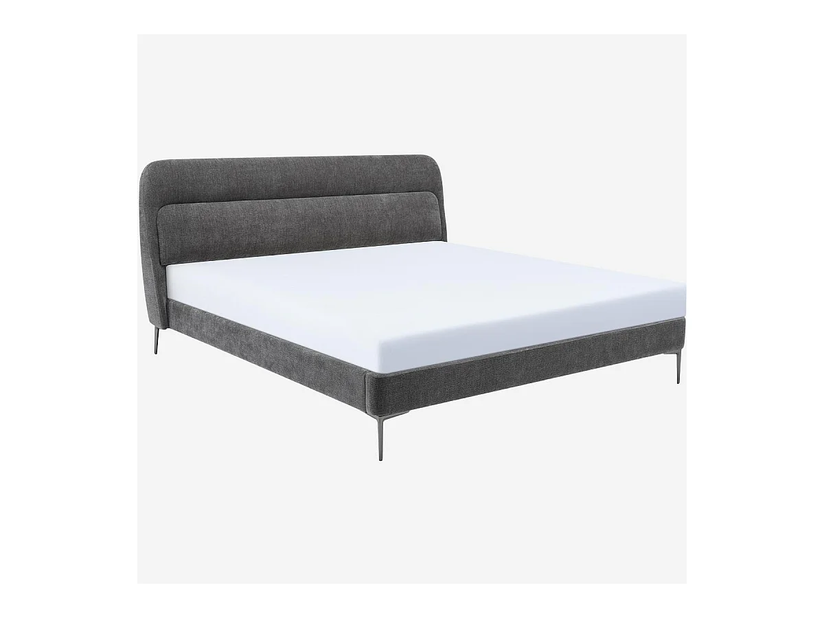 Habitat - Lit 160 x 200 cm en tissu - Gris galet - Izmir