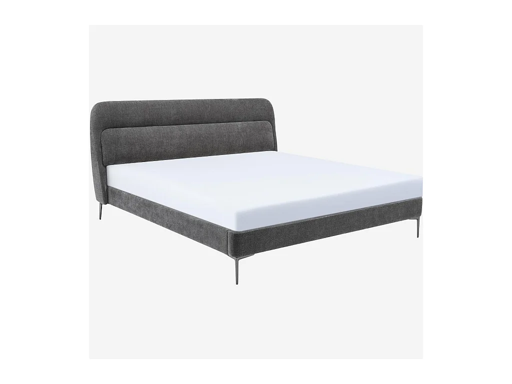 Habitat - Lit 160 x 200 cm en tissu - Gris galet - Izmir