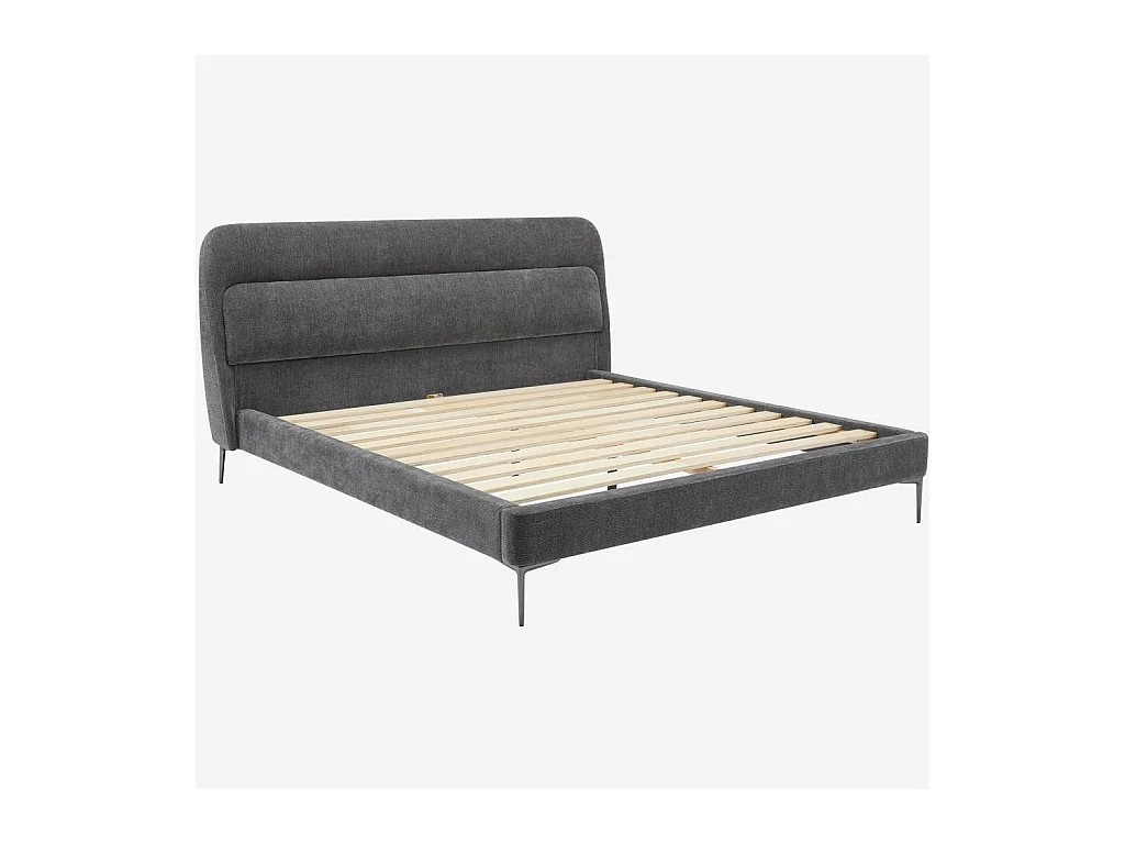 Habitat - Lit 160 x 200 cm en tissu - Gris galet - Izmir